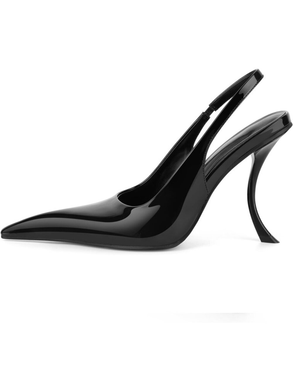 Women's Black Slingback High Heel Pull On Pumps Pointed Toe Stiletto Heel Shoes
